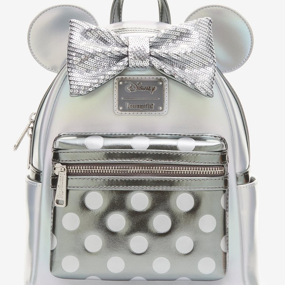 Loungefly Disney 100 Minnie Mouse Platinum Mini Backpack NWT